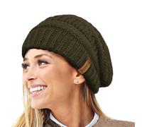 Gorro de Invierno de Punto Holgado cálido para Mujer con Gorro de esquí con Forro térmico de Terciopelo Supersuave