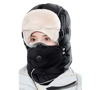 Gorro de invierno grueso con solapa para las orejas con cubierta facial y gafas, sombrero para clima frío, equitación, esquí, con gafas, gorras unisex para invierno