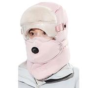 Gorro de invierno grueso con solapa para las orejas con cubierta facial y gafas, sombrero para clima frío, equitación, esquí, con gafas, orejeras, unisex, invierno