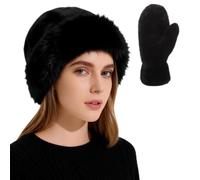 Gorro de Invierno Guantes Set para Mujer, Gorro de Pescador Fluffy Sombreros de Pescador Gorros de visón Peludos Manoplas Conjunto de Térmicos para Actividades de Ocio en Interiores o Exteriores