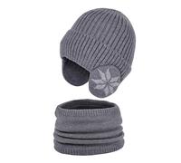 Gorro de invierno para hombre, orejeras, gorros de punto para mujer, gorro de algodón, gorro de lana de invierno, gorro de punto negro, gorro adolescente, bufanda, juego de gorro cálido para pantalla