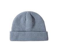 Gorro de invierno para hombres y mujeres, cálido, acogedor, acanalado, de punto de hip hop, elástico, color sólido, con puños cortos, gorro negro, gris, Talla única
