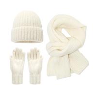 Gorro de invierno para mujer, bufanda para pantalla táctil con gorro, bufanda y guantes para mujer, gorros de invierno con pompón, forro polar, guantes para pantalla táctil, juego 3 en 1