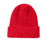Gorro de invierno para mujer, gorro de punto de gran tamaño con patrón trenzado, cálido gorro de punto grueso para pilotos de clima frío, rojo, Talla única