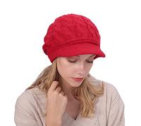 Gorro de Invierno para Mujeres con ala, Gorro Tejido Slouchy para Chicas, Gorra de Lana Forrada de Polar con Visera, Gorros de Moda de Colores Variados para Climas Fríos