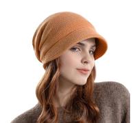 Gorro de Invierno para Mujeres con ala, Gorro Tejido Slouchy para Chicas, Gorra de Lana Forrada de Polar con Visera, Gorros de Moda de Colores Variados para Climas Fríos
