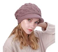 Gorro de Invierno para Mujeres con Ala Gorro Tejido Slouchy para Chicas Gorra de Lana Forrada de Polar con Visera Gorros de Moda de Colores Variados para Climas Fríos