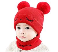 Gorro de invierno para niños, bufandas, orejeras, 2 en 1, gorro de invierno para niñas, gorro con orejeras, gorro para niños de 2 a 6 años, D-rojo., Talla única