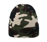 Gorro de invierno suave con puño, pompón, rayas, tejido de punto, estilo holgado, ideal para esquiar, con estampado jacquard y camuflaje.