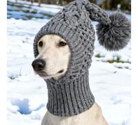 Gorro de invierno transpirable para perro, cálido sombrero de punto de fibra acrílica, para Whippets galgos italianos, uso diario, clima frío, paseando (gris, S)