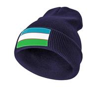 Gorro de Invierno Unisex Ligero y Cálido,Tejido de Punto en Acrílico Muy Elástico con Uzbekistán Diseño Bandera,Marina de Guerra