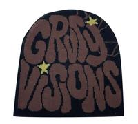 Gorro de jacquard para hombre y mujer, gorro de punto cálido para esquí, Negro, Talla única