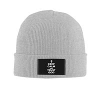 Gorro de Lana Estilo Hip-Hop Suave para Correr, Ideal para Hombres y Mujeres. Regalos con el Lema Keep Calm and Trust God (Mantén la Calma y confía en Dios).