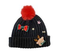 Gorro de lana gruesa de Papá Noel de invierno para mujer, versátil circunferencia de cabeza grande que muestra un pequeño sombrero de punto con orejas y calidez, sombrero de invierno para trabajo