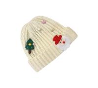 Gorro de lana gruesa peluda de invierno para mujer, versátil circunferencia de la cabeza grande, muestra la cara gorro de punto de oreja y calor invierno capucha niños, beige, M