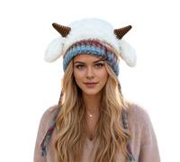 Gorro De Lana Hombre, Gorro De Invierno con Orejeras Abatibles Y Forro Polar para MáXimo Confort En Exteriores con Adorables Detalles De Cuernos De Oveja Ideal Climas FríOs