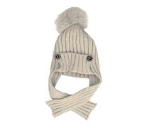 Gorro de lana Invierno Elegante Color puro Cálido Bufanda de bebé para niños Sombrero Sombrero de cabeza de una pieza, Sombrero de invierno Sombrero Bufanda Bufanda para niños pequeños(Caqui)