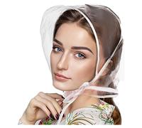 Gorro de lluvia impermeable para mujer con visera transparente a prueba de agua, bufanda de lluvia de plástico, gorro de lluvia, gorro de lluvia, gorro de lluvia, gorro de lluvia, sombrero de pescador, gorra de senderismo y safari, Blanco, M-L