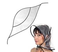 Gorro de lluvia transparente reutilizable de polietileno con ala, sombrero de lluvia transparente con visera | para mujeres, dama, novia, madre, viajes, compras, jardinería, playa al aire libre, NEGRO