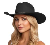 Gorro de Mujer 2026 Sombrero de Vaquero Occidental Con Ala Ancha Y Diseño Curvo Clásico Sombrero de Verano Unisex Sombreros y Gorras Sombreros y Gorras Sombreros, Negro , Talla única