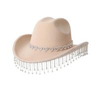 Gorro de mujer elegante, Beret para mujer Carnaval de vaquero occidental con aplicación en forma de corazón y flecos para festivales y trajes de baile country