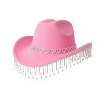 Gorro de mujer elegante, Beret para mujer Carnaval de vaquero occidental con aplicación en forma de corazón y flecos para festivales y trajes de baile country