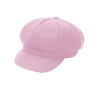 Gorro de mujer para otoño e invierno, cálido, de lana, boina de pintor, cúpula francesa, cocina francesa, rosa, Talla única