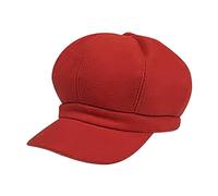 Gorro de mujer para otoño e invierno, cálido, de lana, boina pintora, domo, sombrero, libro, niña y el mimo, rosso, Talla única