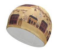 Gorro de natación beige marrón para adultos, gorro de natación de tela elástica, cómodo gorro de baño para cabello largo y corto