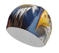 Gorro de natación con águila Calva y Bandera. Gorro de natación de Alta Elasticidad para Hombres y Mujeres. Impermeable. Mantiene el Cabello seco Piscina, la Playa y la natación.