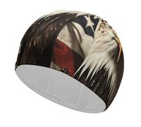 Gorro de natación con Bandera de águila Calva para Veteranos, Gorro de natación Ligero y Moderno, Gorro de baño Impermeable para Adultos, Ideal para Cabello Largo, Grueso y Rizado.