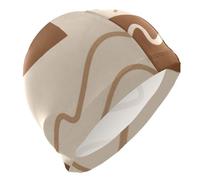Gorro de natación cuadrado marrón de arte abstracto para adultos, pelo corto, impermeable, para mujer, protección del cabello y reducción de arrastre, gorro para Nadar Mujer