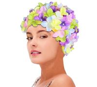 Gorro de Natación de Flores - Pétalo 3D Hecho a Mano Mujer Gorro De Natación Con Patrón De Flores | Gorros De Natación De Estilo Retro Para Mujer Con Pelo Largo Y Corto Gorro De Natación Para Parques