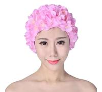 Gorro de natación de silicona | Sombrero de tela conocido | Elegante mujer hecha a mano Floral Petal Swiim Cap | Tapones de baño retro para pelo largo/corto, sombrero de natación para vacaciones espía