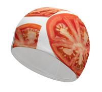 Gorro de natación de tela con rodajas de tomate para cabello corto y largo para mantener el cabello seco, gorros de baño impermeables para mujeres y hombres, gorros de ducha elásticos y cómodos gorros