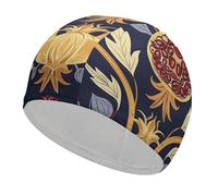 Gorro de natación de tela de granada dibujado a mano para cabello corto y largo para mantener el cabello seco, gorros de baño impermeables para mujeres y hombres, gorros de ducha cómodos y elásticos