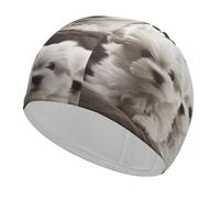 Gorro de natación de tela para cachorros maltés, gorro de natación para pelo corto y largo para mantener el cabello seco, gorros de baño impermeables para mujeres y hombres, gorros de ducha elásticos