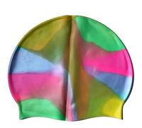 Gorro de Natación Gorro de baño impermeable silicona Color degradado for adultos, gorro for cabello seco for hombres y mujeres, con protección for las orejas, accesorios natación para Piscinas(NO.16)