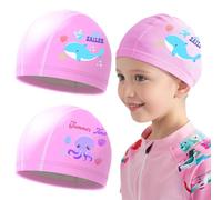 Gorro de Natación Infantil,2 Piezas,Gorro Piscina Bebe Gorros De Piscina Divertida Gorros De Baño Con Diseño De Dibujo,Protege Cabello y Orejas del Agua
