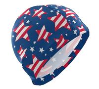 Gorro de natación para el Día de la Independencia del 4 de julio, para cabello corto y calvo, impermeable, para mujer, protección del cabello y reducción de arrastre, gorra para Nadar de Mujer