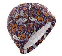 Gorro de natación para mujer, diseño abstracto de calabaza, fantasmas de Halloween, para adultos, para mujer, pelo corto, impermeable, protección del cabello y reducción de arrastre, gorro para