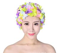Gorro de natación para mujer Natación - Elegante gorro de natación de pétalo floral para mujer hecho a mano - Cómodo protector de oídos del gorro de natación para mujeres adultas, pelo largo corto