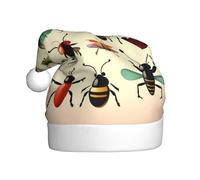 Gorro de Navidad con diseño de insectos pequeños de dibujos animados para adultos. Gorro de Navidad festivo con pompón, gorro unisex para fiestas de Navidad.