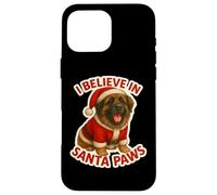 Gorro de Navidad con la Palabra «I Believe In Santa Paws» Leonberger para Perro, mamá y papá Carcasa para iPhone 16 Pro MAX