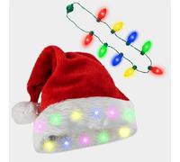 Gorro de Navidad con Luces, Gorro Santa Claus con Luz LED, Gorros de Navidad de Peluche, con Colorida Cadena de Bombillas, Perfecto Para Fiestas Navideñas, Días Festivos y Regalos de Año Nuevo