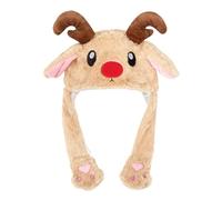 Gorro de Navidad con orejas móviles, gorras de bolsa de aire de Navidad, gorro de peluche divertido con orejas que saltan con bufanda, para invierno para niños y niñas, Estilo reno, Talla única