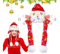 Gorro de Navidad con Orejas Móviles y LED - Peluche Papá Noel para Fiesta, Cosplay - Regalo para Mujer, Niña y Niños