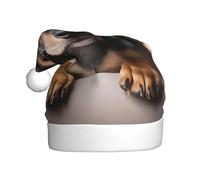 Gorro de Navidad de felpa para adultos, diseño de cachorro con texto en inglés "YYHWHJDE A Glaring Puppy Print" con tacto suave para