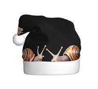 Gorro de Navidad de felpa para adultos, diseño de dos caracoles inocentes con tacto suave para fiesta de Navidad