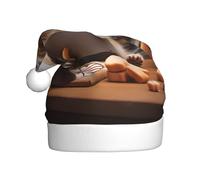 Gorro de Navidad de felpa para adultos, diseño de gatito YYHWHJDE con impresión de galletas con tacto suave para fiesta de Navidad